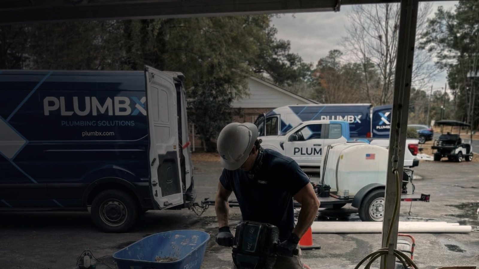 PlumbX plumbing crew and service vans in Charleston, SC