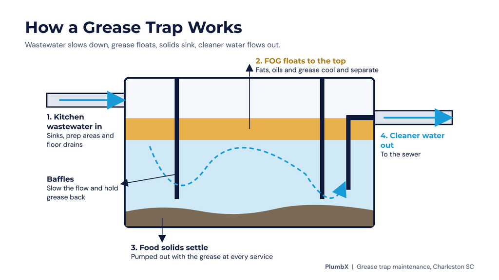 How a grease interceptor works, grease interceptor service Charleston SC
