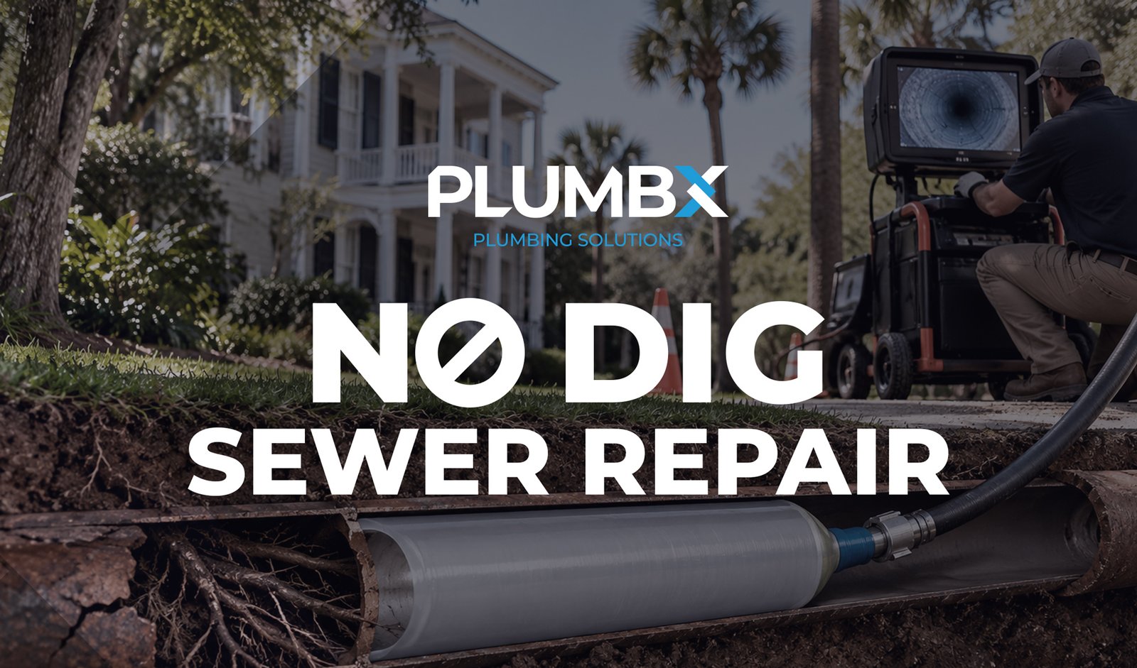 Trenchless sewer repair Charleston SC by TrenchX, pipe lining with no excavation.